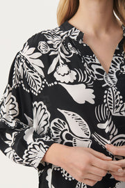 Ginevera Blouse With Dark Navy Floral Print