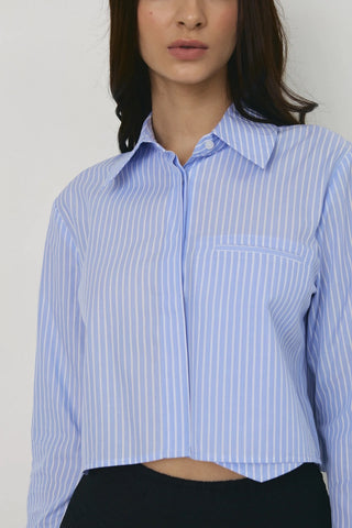 Filippini Poplin Shirt in Blue-White Stripe