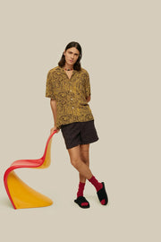 Tawny Golconda Viscose Shirt in Mustard Print