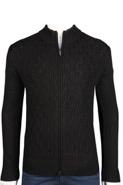 Textured-Knit, Zipper-Front Cardigan Sweater in 2 Colours