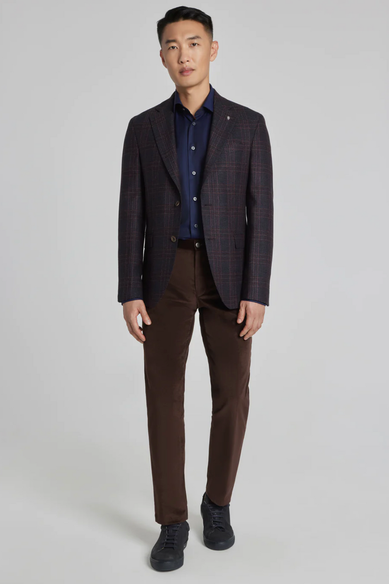 Jack Victor Conway Burgundy and Navy Plaid Sports Coat
