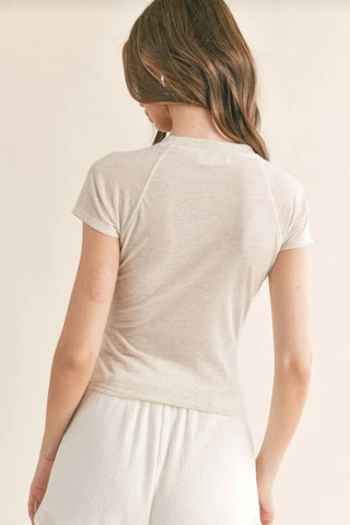 Keep Cool Seam-Detail Crewneck T-Shirt in Natural
