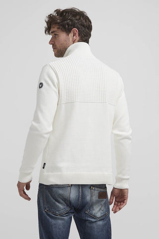 Mattias Windproof, Mock Turtleneck Cotton Sweater in Off-White