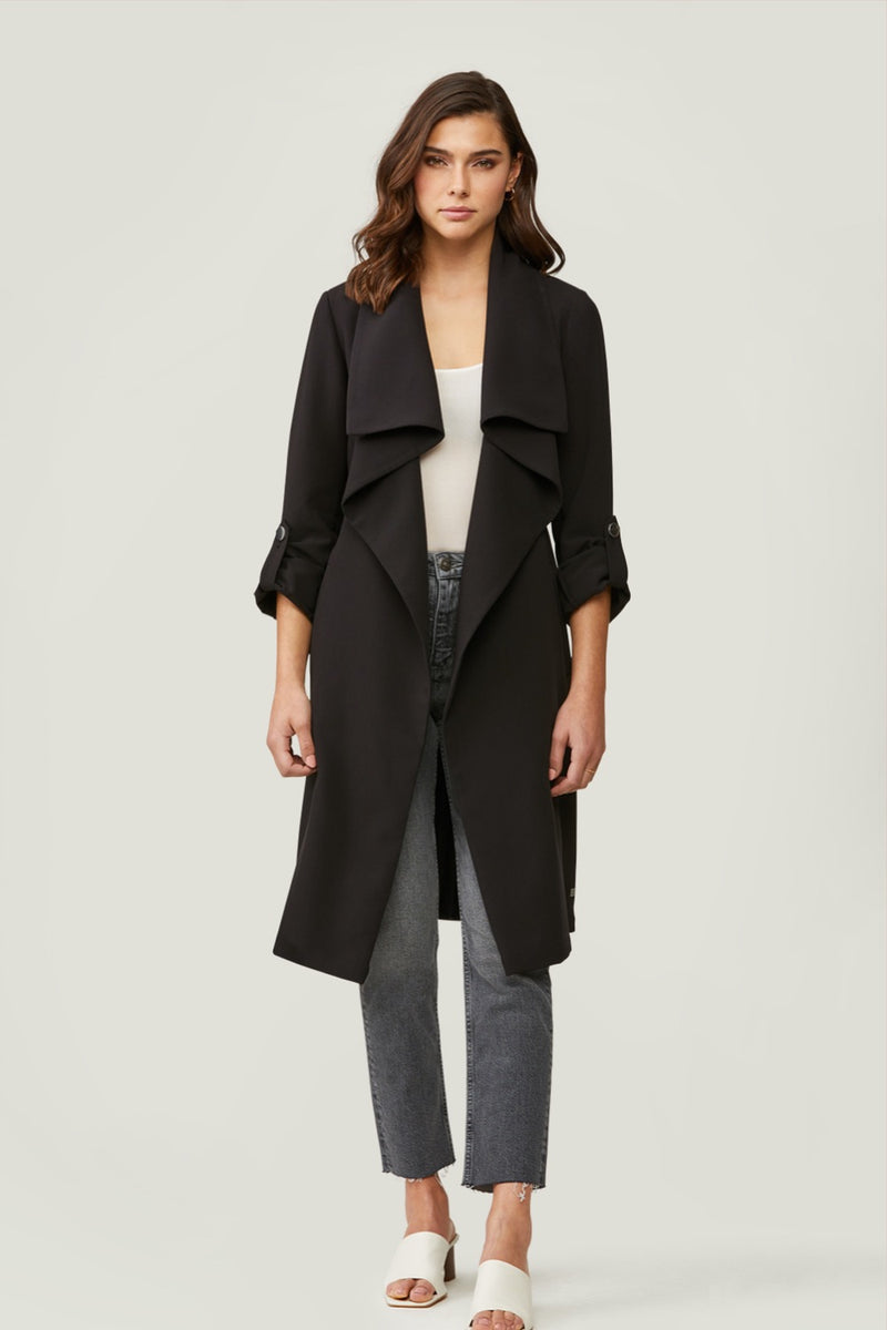 Ornella-N Knee-Length Coat with Cascade Collar – chrisjameskingston