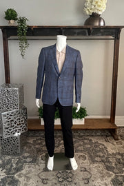 Ibiza Sport Coat in Blue and Brown Melange Check