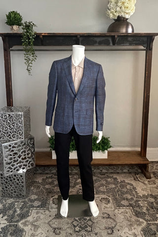 Ibiza Sport Coat in Blue and Brown Melange Check
