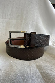 Leather Belt with Embossed Braiding in 2 Colors