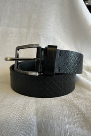 Leather Belt with Embossed Braiding in 2 Colors