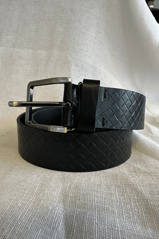 Leather Belt with Embossed Braiding in 2 Colors