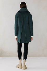 Elsa Wool Shawl Collar Coat in Midnight Forest
