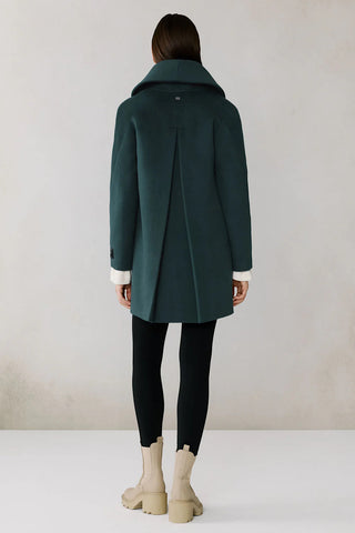 Elsa Wool Shawl Collar Coat in Midnight Forest