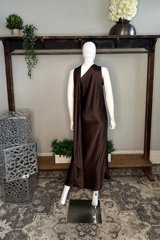 One Shoulder Dress in Brown