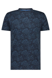 Short-Sleeved Leafs T-Shirt in Navy