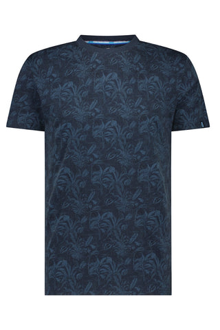 Short-Sleeved Leafs T-Shirt in Navy