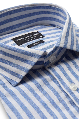 O'Sullivan Casual Striped Long Sleeve Shirt in Blue-and-White