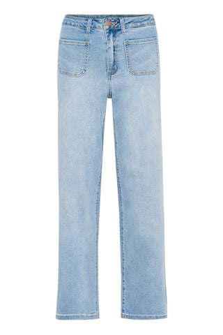 Karla High-Waisted, Wide-Legged Jeans in Light Blue Washed Denim