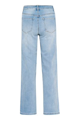 Karla High-Waisted, Wide-Legged Jeans in Light Blue Washed Denim