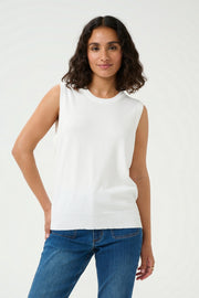 Lizza Sleeveless Knitted Shell in Chalk