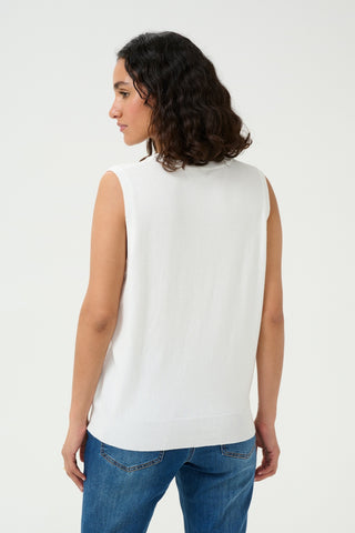 Lizza Sleeveless Knitted Shell in Chalk