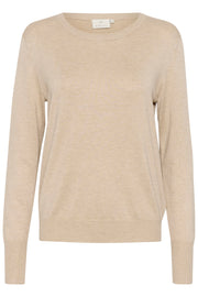 Lizza Long-Sleeved Knitted Pullover in Feather Grey