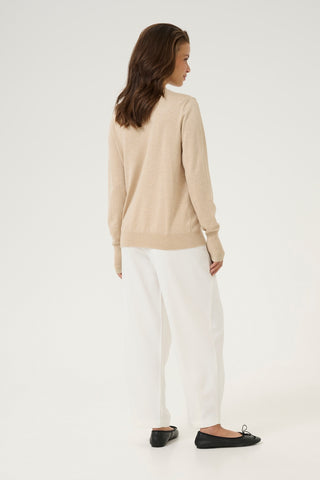 Lizza Long-Sleeved Knitted Pullover in Feather Grey