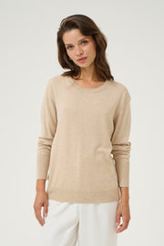 Lizza Long-Sleeved Knitted Pullover in Feather Grey