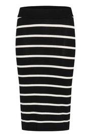 Lizza Knit Pencil Skirt in Black With Chalk Stripe