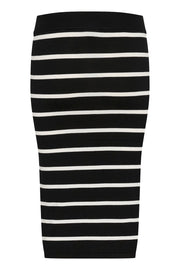 Lizza Knit Pencil Skirt in Black With Chalk Stripe