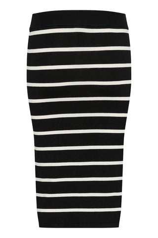 Lizza Knit Pencil Skirt in Black With Chalk Stripe