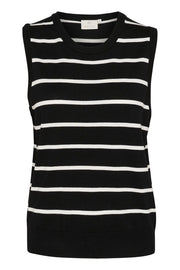 Lizza Striped Sleeveless Top in Black With Chalk Stripe