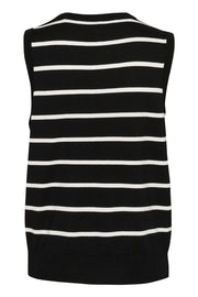 Lizza Striped Sleeveless Top in Black With Chalk Stripe