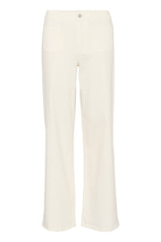 Karla High-Waisted, Wide-Legged Twill Jeans in Chalk