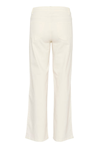 Karla High-Waisted, Wide-Legged Twill Jeans in Chalk