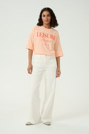 Karla High-Waisted, Wide-Legged Twill Jeans in Chalk