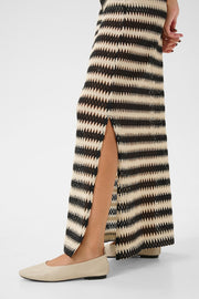 Molin Long Lace Skirt in Black-and-Broken-White Stripe