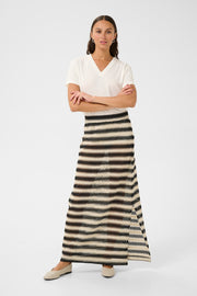 Molin Long Lace Skirt in Black-and-Broken-White Stripe