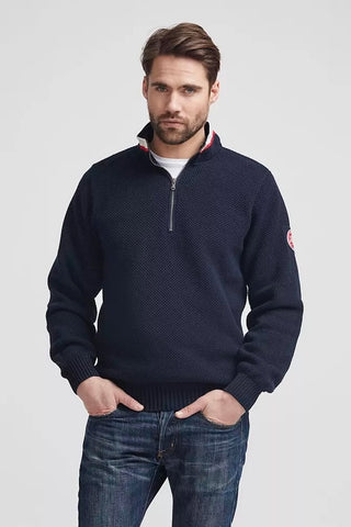 Classic Windproof Quarter-Zip Knitted Cotton Sweater in 4 Colours