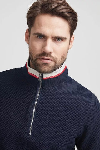 Classic Windproof Quarter-Zip Knitted Cotton Sweater in 4 Colours