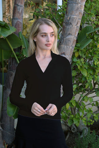 Venice Long-Sleeved, V-Neck Top in 2 Colours