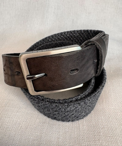 Bugatti Stretch Fabric Belt in Charcoal Melange