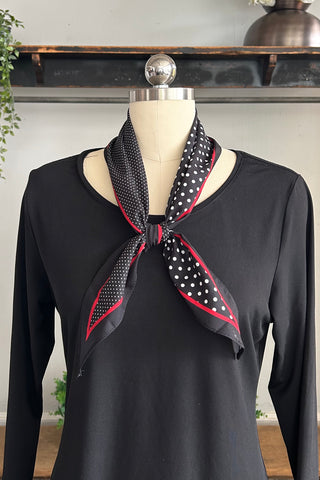 Linda Polka Dot Neckerchief Scarf in Black-Red