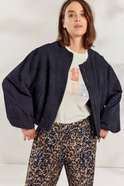 Cropped Bomber Jacket in Night Sky