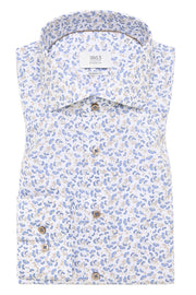 Long-Sleeved, Modern-Fit Shirt in Blue Print