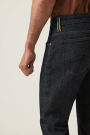 Cool Tapered-Legged Jeans in Dark Blue Selvedge