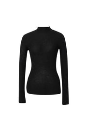 Fine Knit Wool Sweater in Black