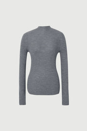 Fine Knit Wool Sweater in Smoke Gray