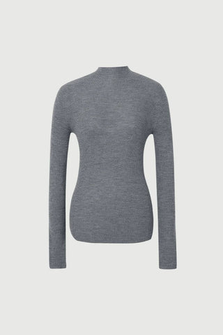 Fine Knit Wool Sweater in Smoke Gray