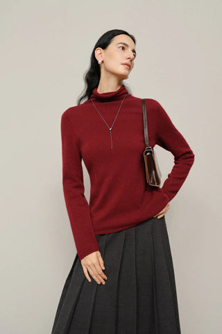 Mid-weight Cashmere Sweater in Dark Burgundy