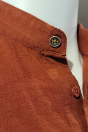 Alonso Mandarin-Collared Shirt in Rust
