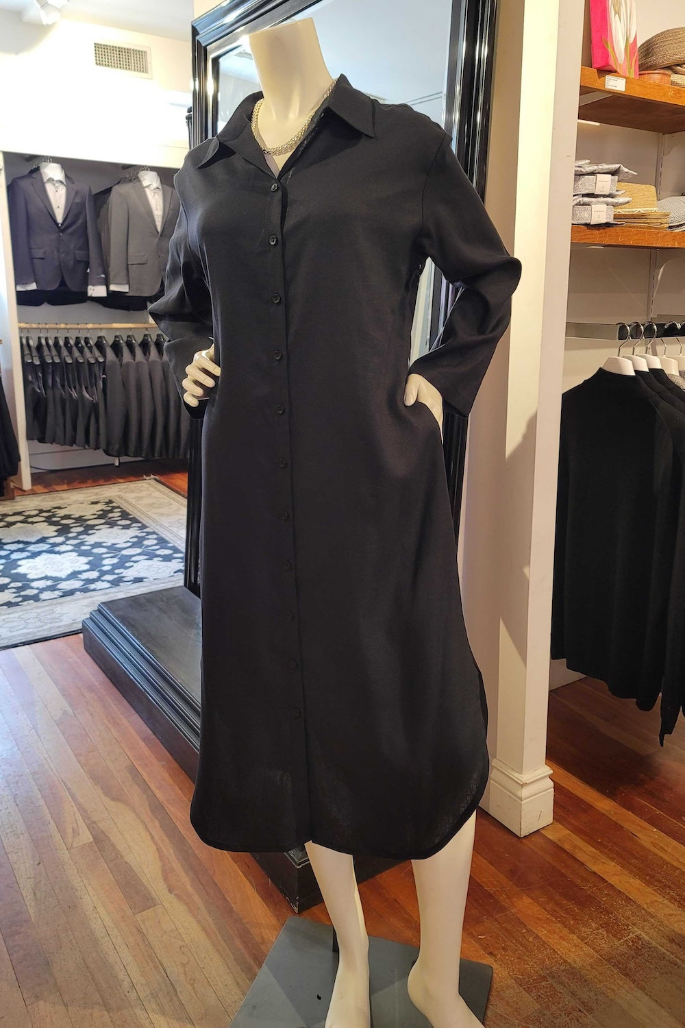 Linen Shirt Dress in Black – chrisjameskingston